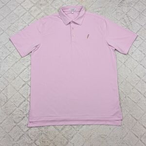 Peter Millar Shirt Mens L Pink Stripe Polo Chechessee Creek CC Performance